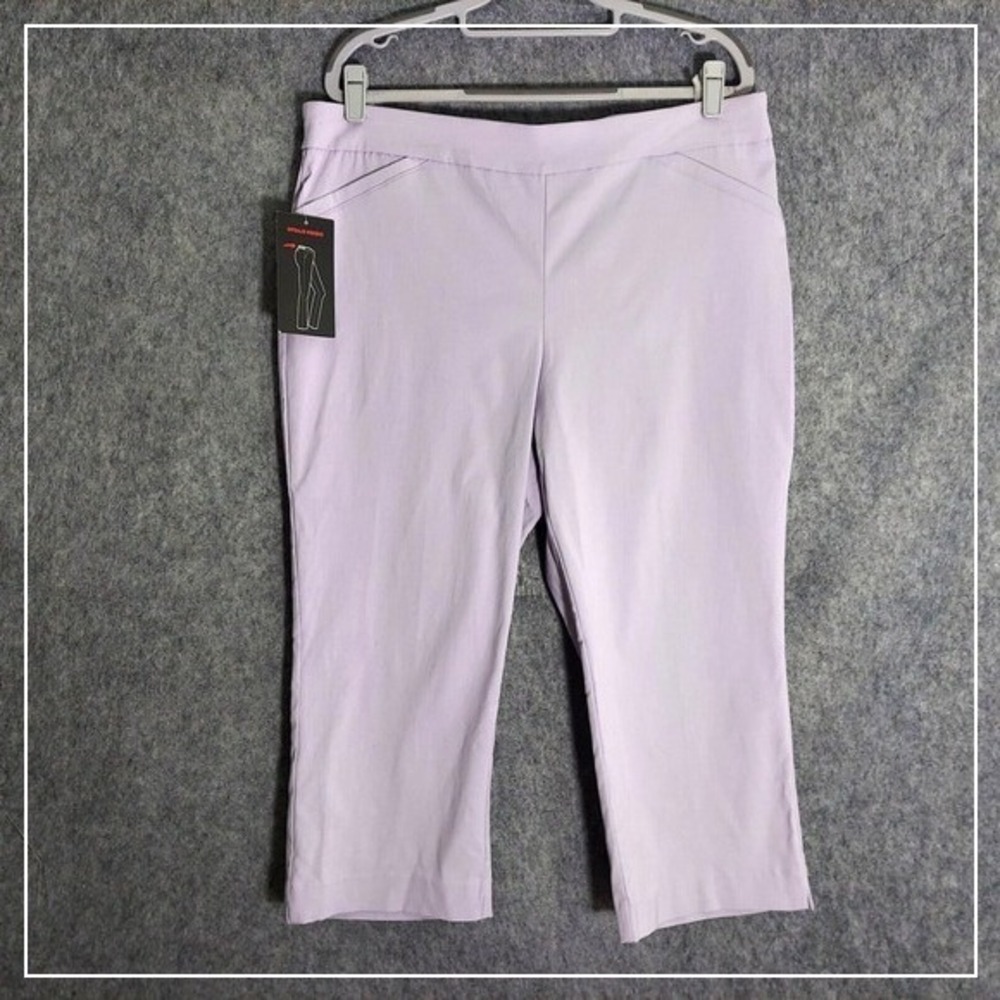 Briggs Pants 16 Capri Trouser Straight Leg Purple Stretch Pockets Casual Preppy‎